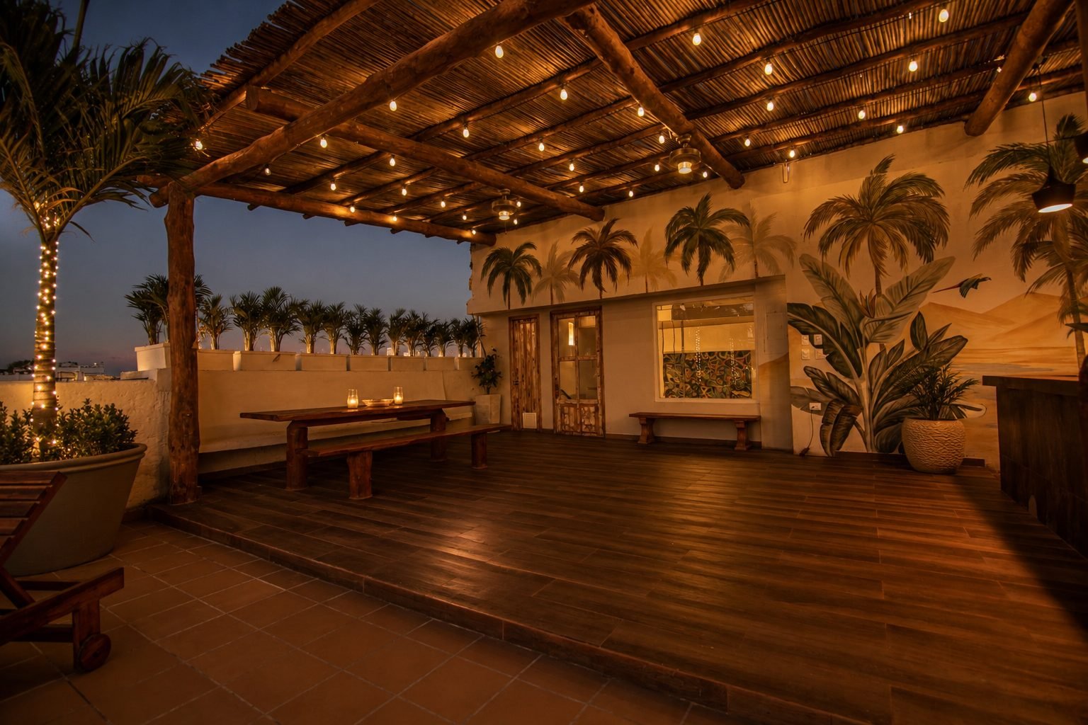 Pergola-covered outdoor kitchen at Ivy House